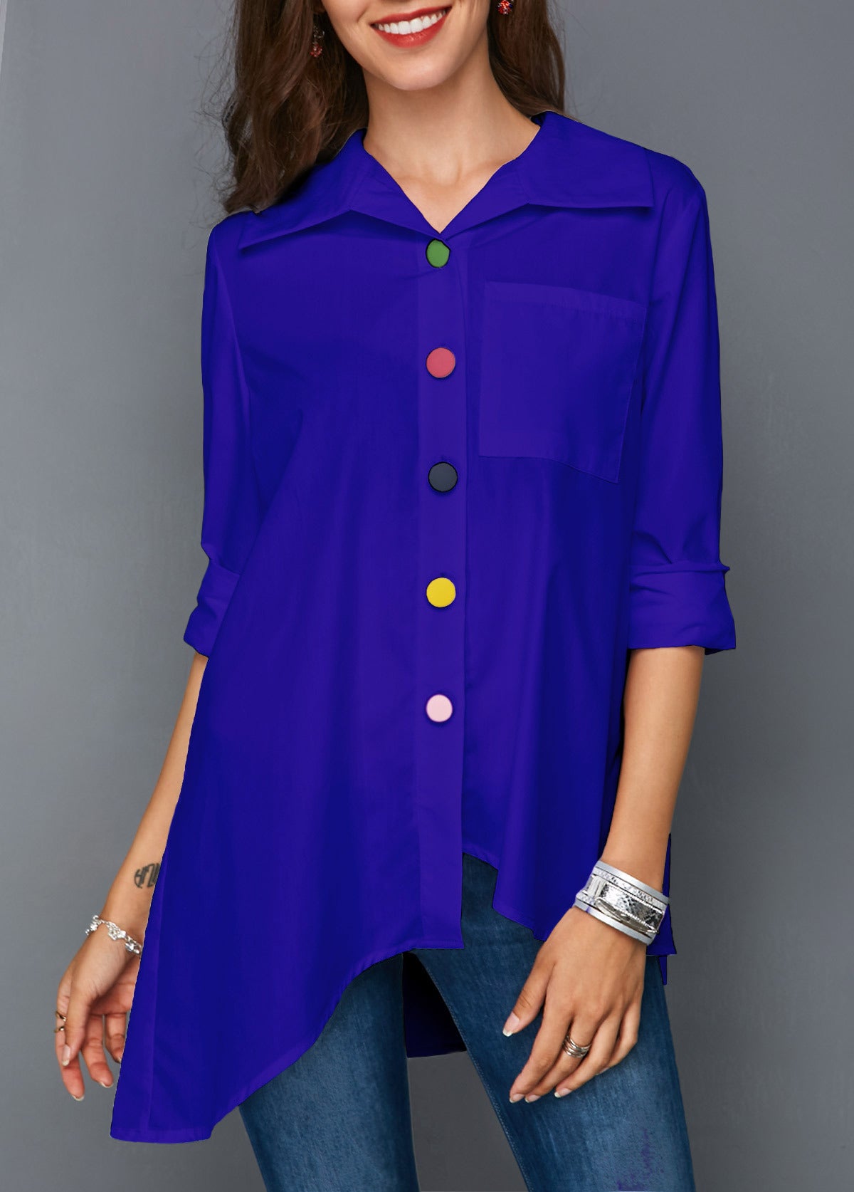 Shirt with Colorful Button