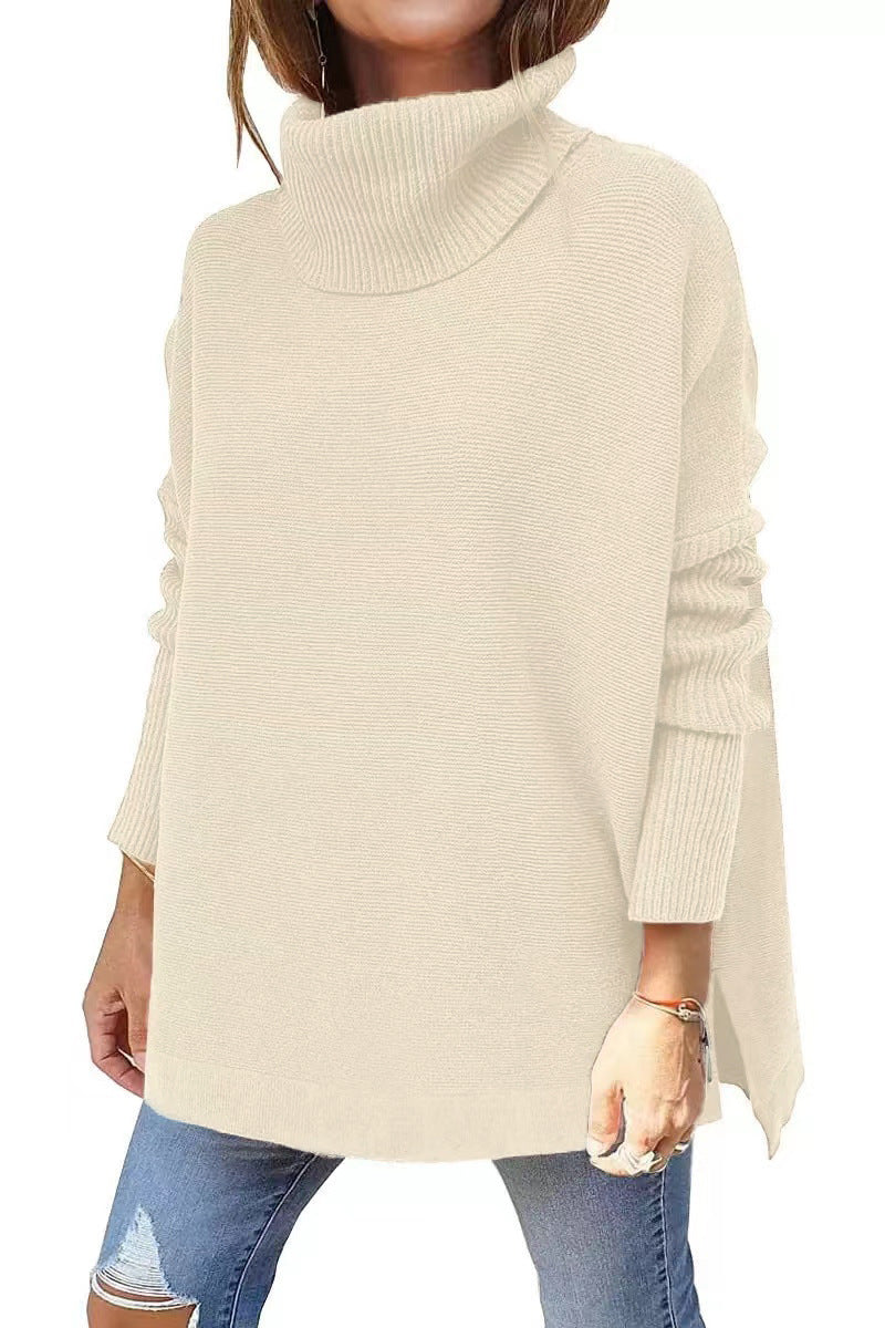 Turtleneck Mid Length Batwing Sleeve Sweater