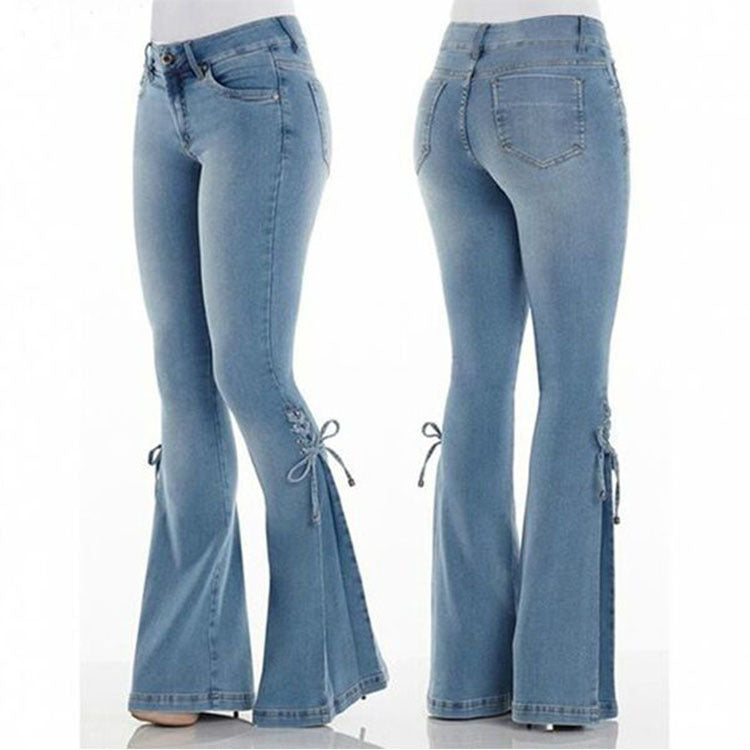 Mid-waisted Stretch Denim Trousers