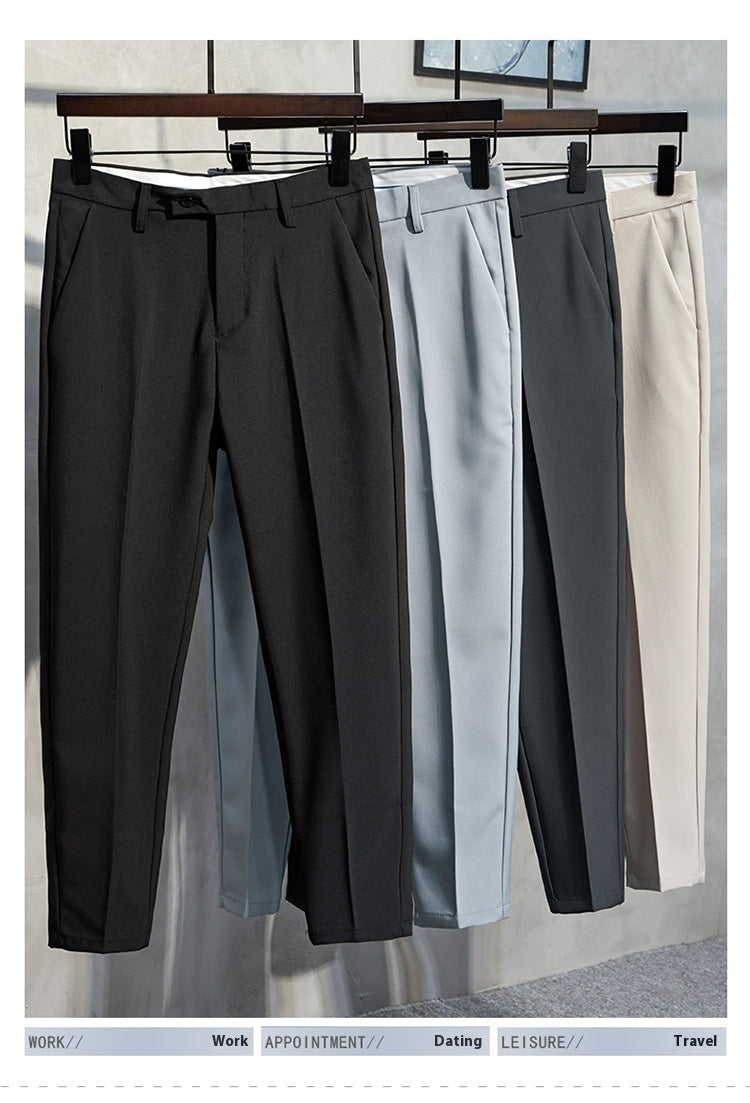 Plus Size Business Straight Slim Ankle-length Pants