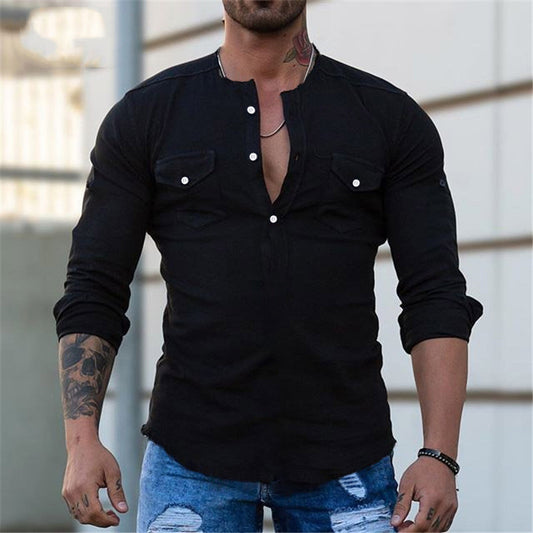 Casual Pure Color Slim Shirt