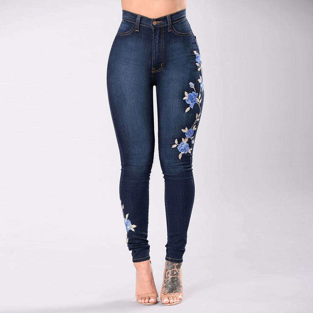 European -American Embroidered Jeans