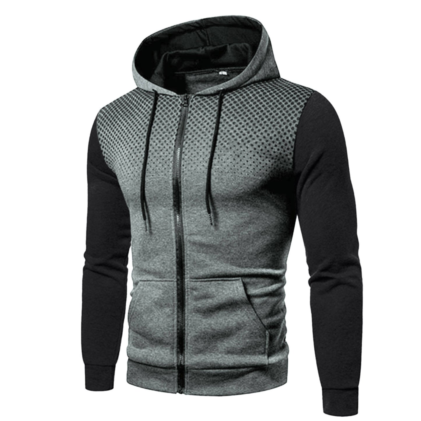 Zipper Hooded Panel Sweatshirt