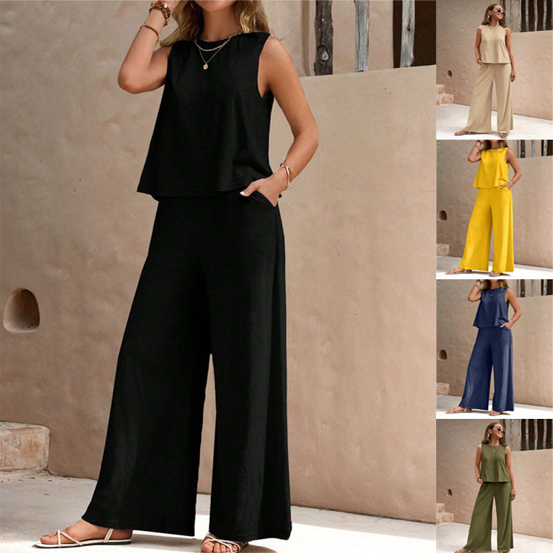 Loose-fitting Pullover Sleeveless Casual Suit