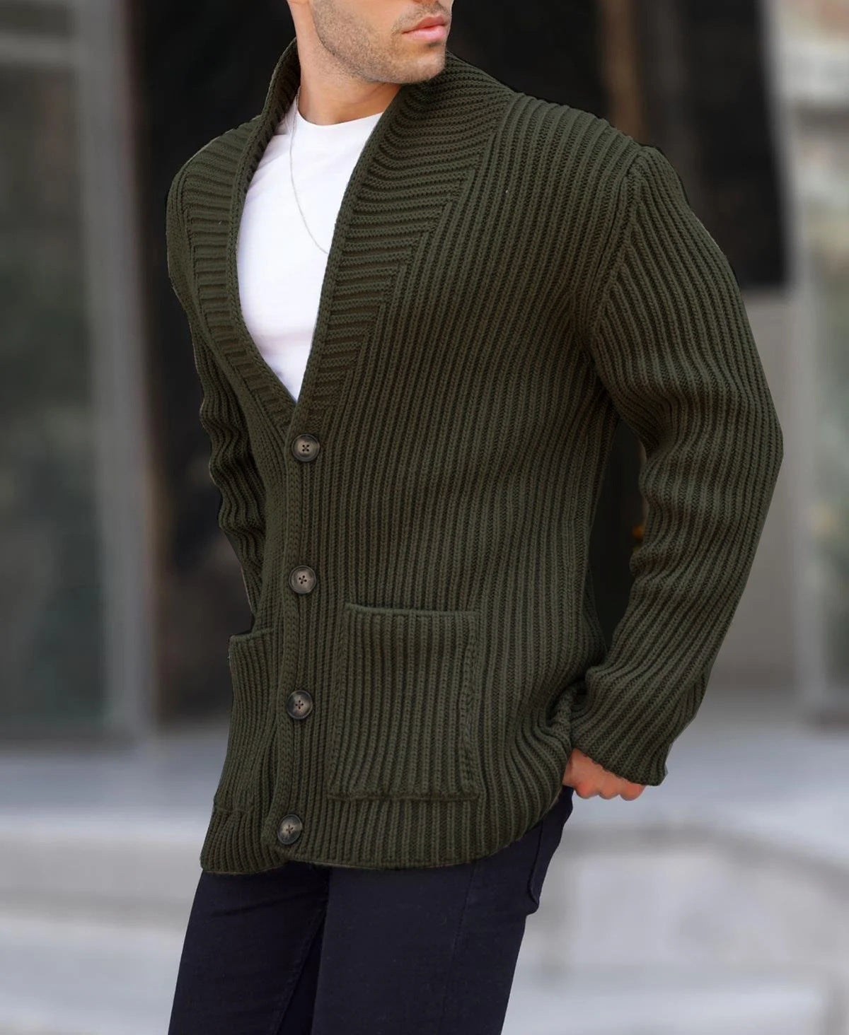 Single-breasted Long Sleeve Lapel Sweater