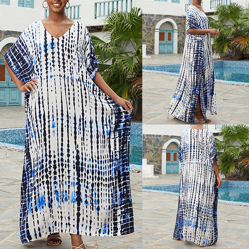 Rayon Tie-dyed Beach Sun Protection Long Dress