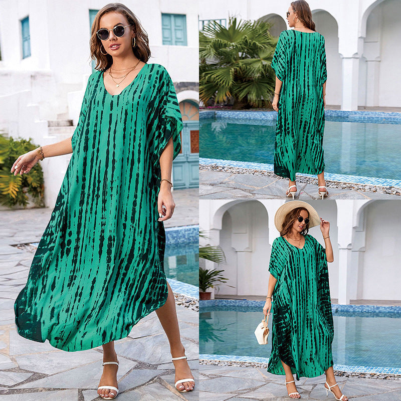 Rayon Tie-dyed Beach Sun Protection Long Dress