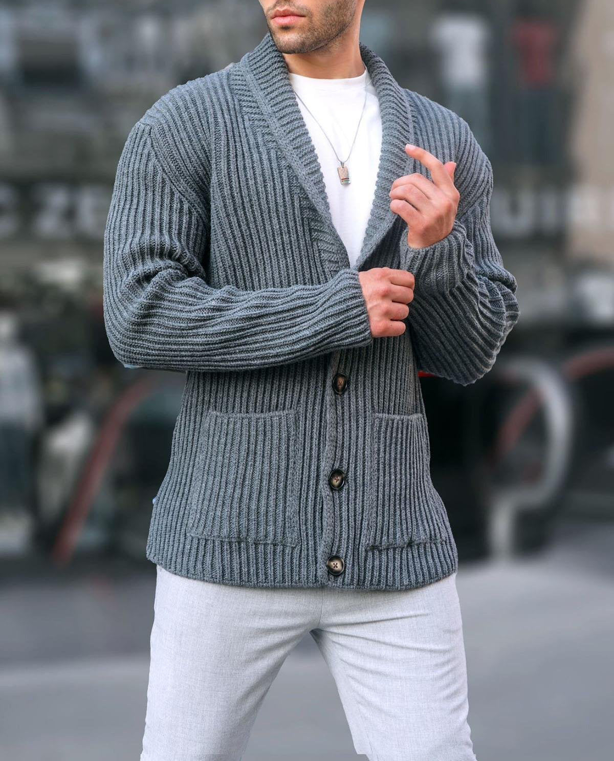 Single-breasted Long Sleeve Lapel Sweater