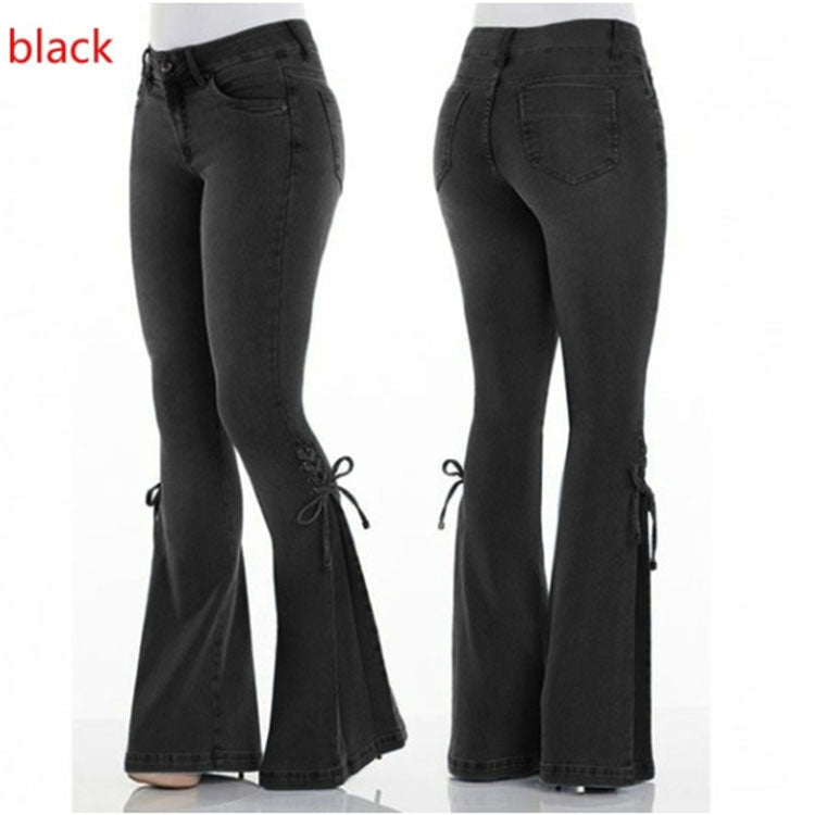 Mid-waisted Stretch Denim Trousers