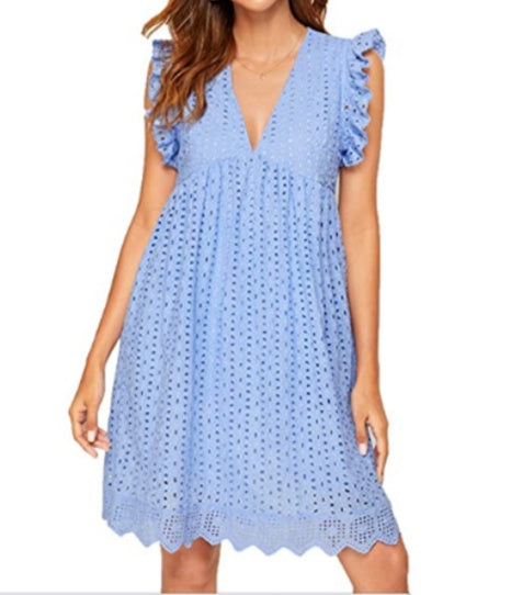 Sleeveless Jacquard Cutout V-Neck Dress