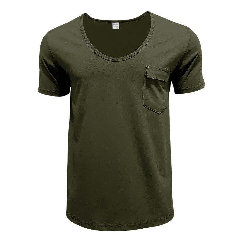 Plus Size V-neck Solid Color Casual Short Sleeve T-Shirt