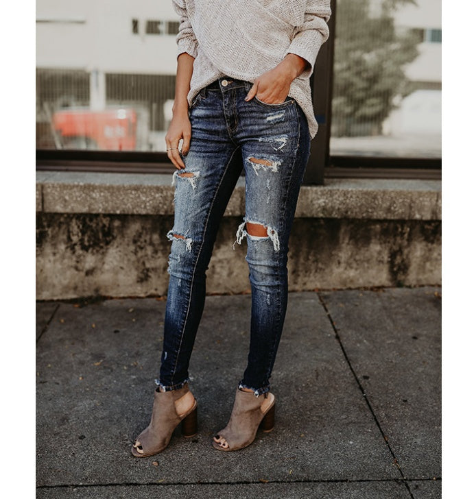 Pierced Mid-rise Jeans