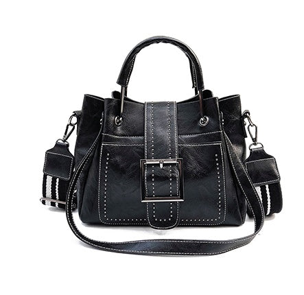 Double Leather Bucket Handbag