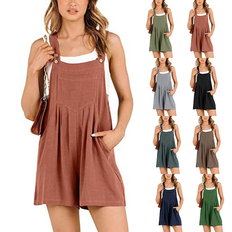 Adjustable Strap Loose Short Bib Jumpsuit