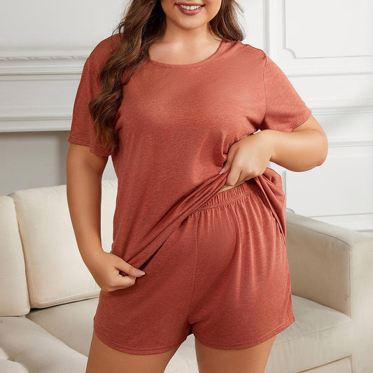 Plus Size Short Sleeve Homewear Suit