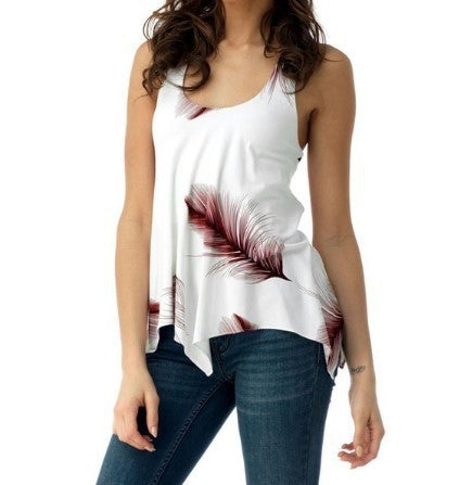 Backless Lace-up Leaf Print Top