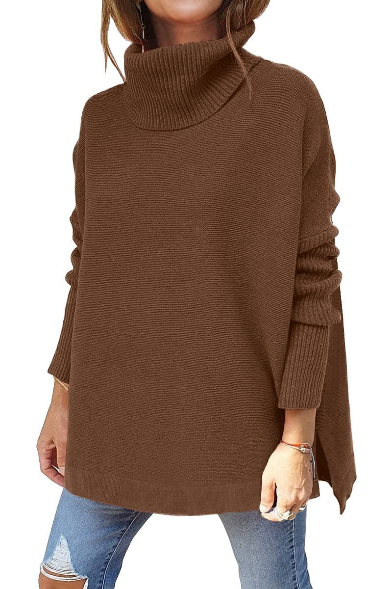 Turtleneck Mid Length Batwing Sleeve Sweater