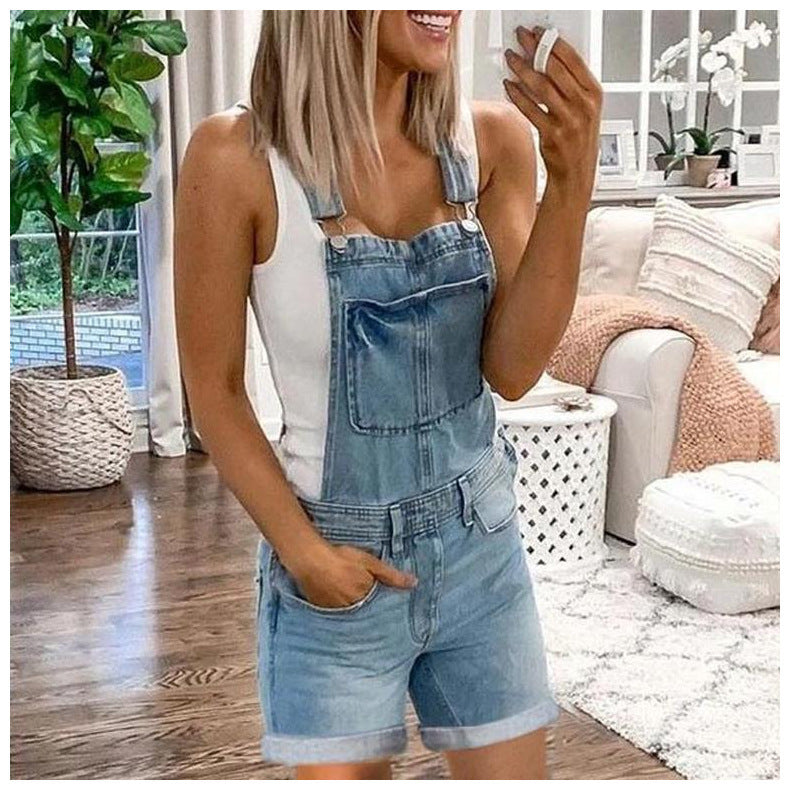 Washed Denim Overalls