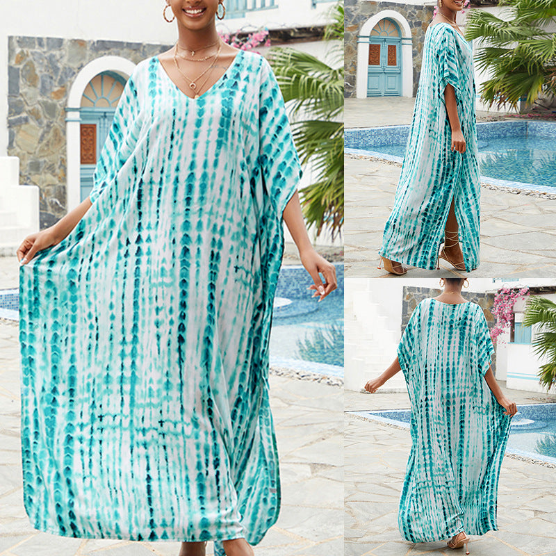 Rayon Tie-dyed Beach Sun Protection Long Dress