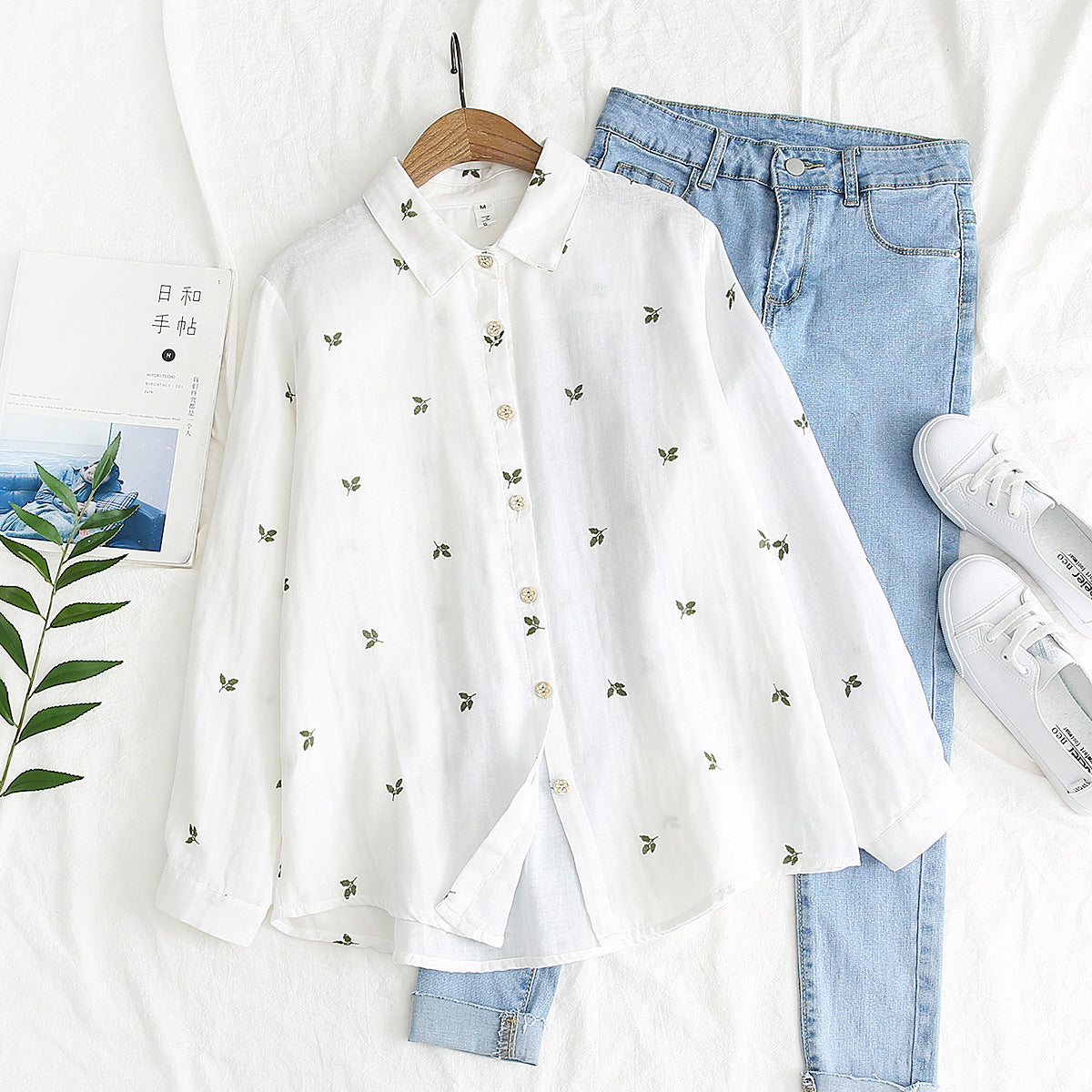 Autumn Leaves Printed Long-sleeved Shirt