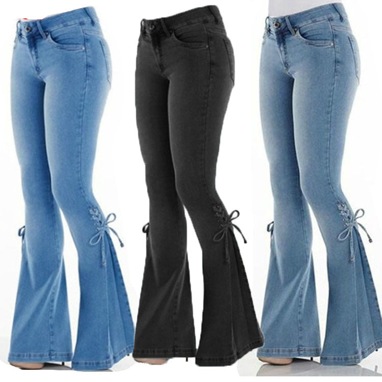 Mid-waisted Stretch Denim Trousers