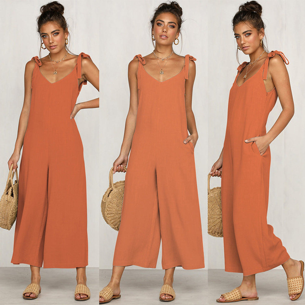 Wide-leg Strap Casual Jumpsuit