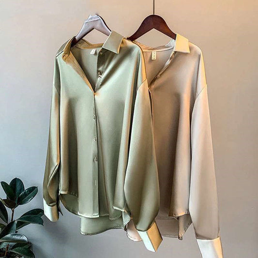 Long-sleeved Satin Shirt