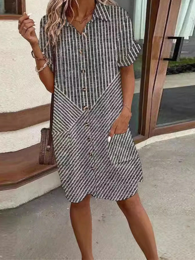 Striped Fashion Shirt Dress