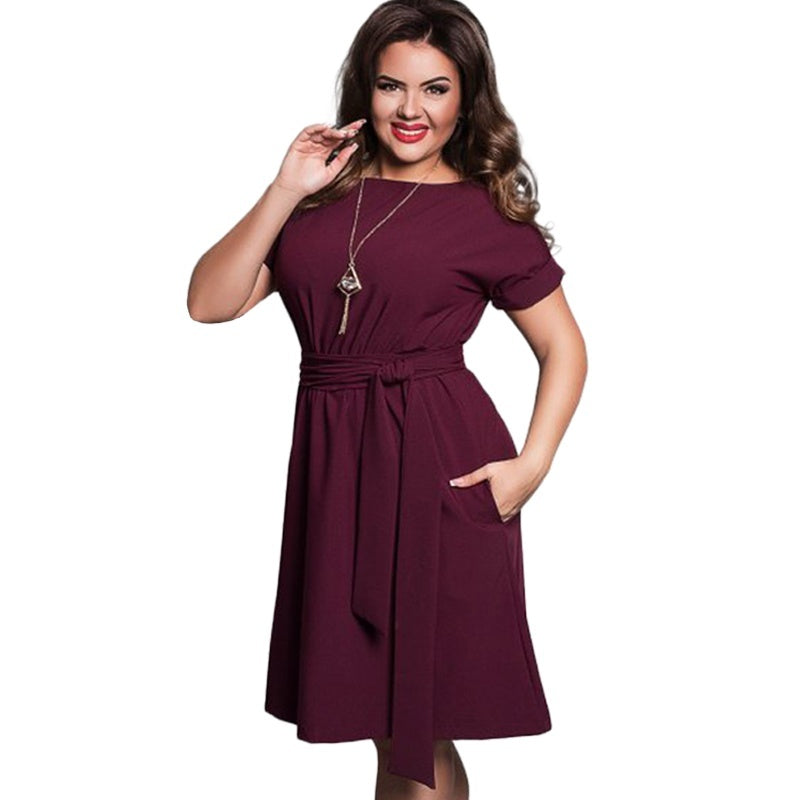 Plus Size Knee-length Pullover Dress