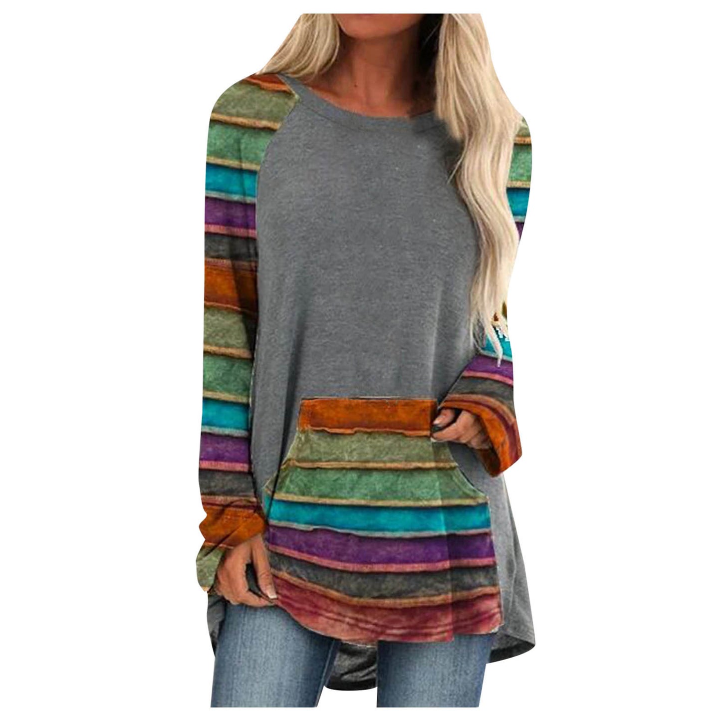 Loose Round Neck Long Sleeve T-Shirt