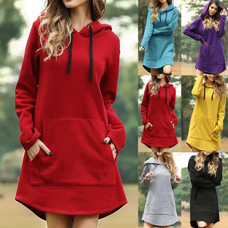 Hooded Pocket Sweatshirt Dress