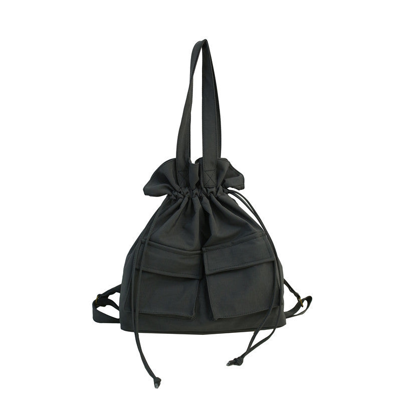 Drawstring Canvas Shoulder Bag