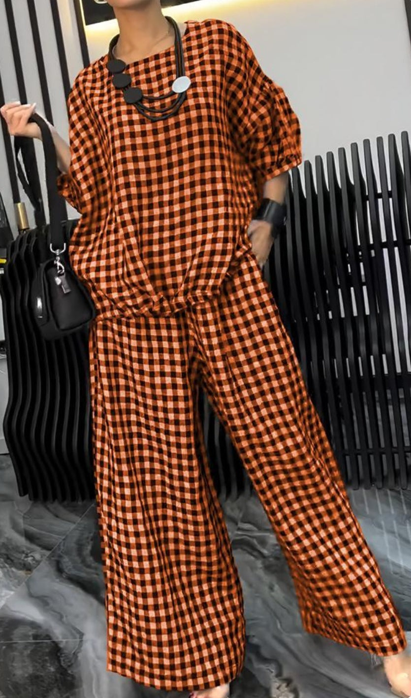 Elastic Drawstring Wide-leg Pants Suit