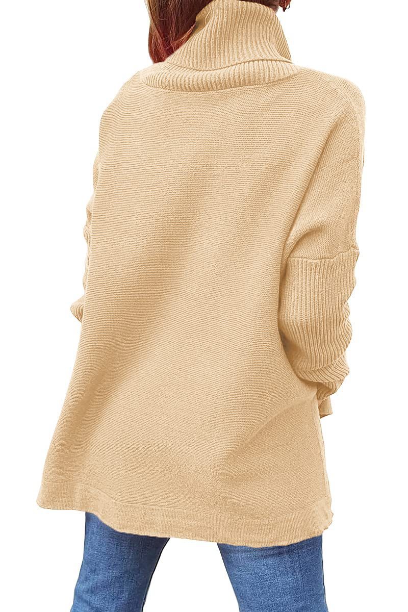 Turtleneck Mid Length Batwing Sleeve Sweater