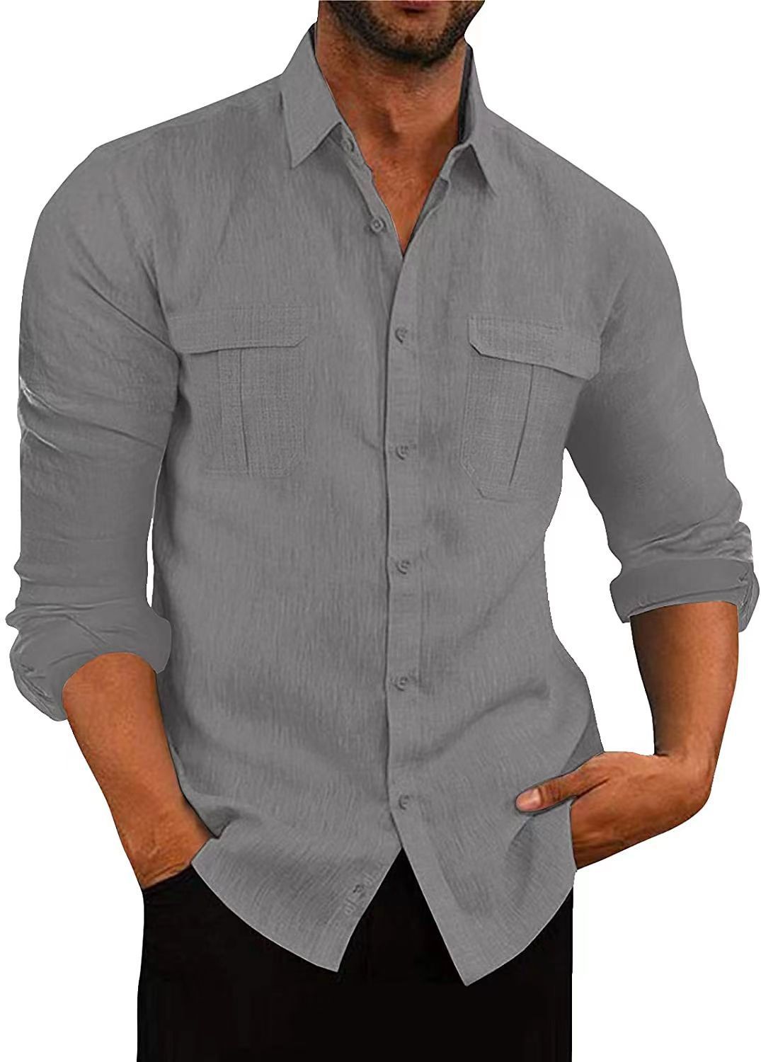 Double Pocket Cotton-Linen Shirt