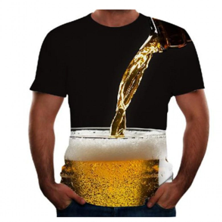 Cold Beer 3D Color Print Short-Sleeved T-Shirt