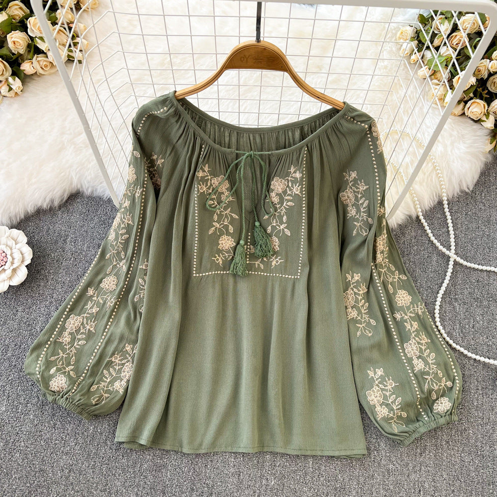 Retro Ethnic Embroidery Loose Top