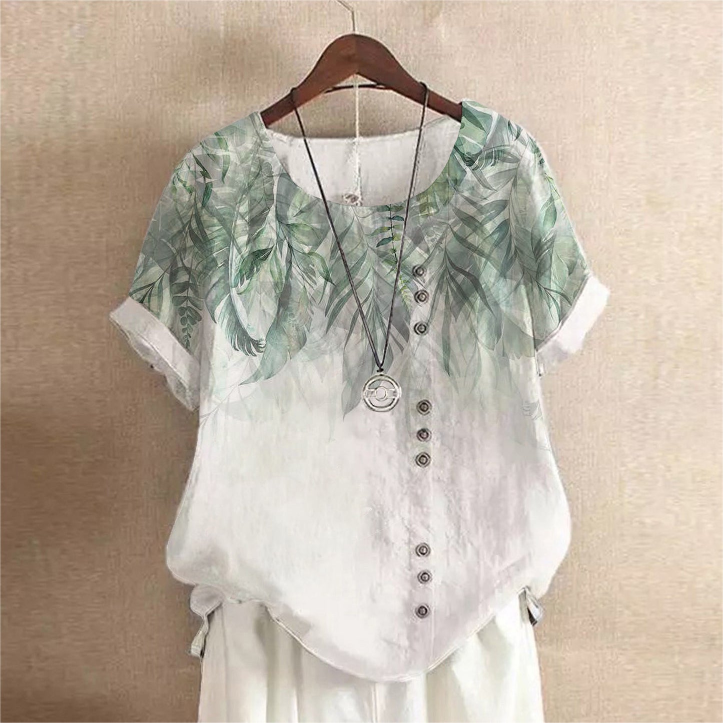 Retro Nature Printed Loose Casual Top