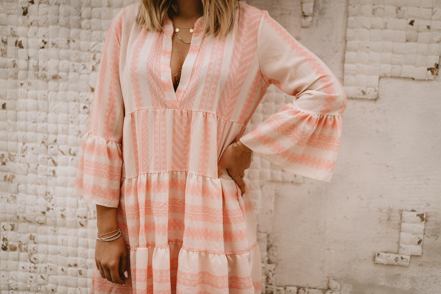 Printed Loose V-neck Dress