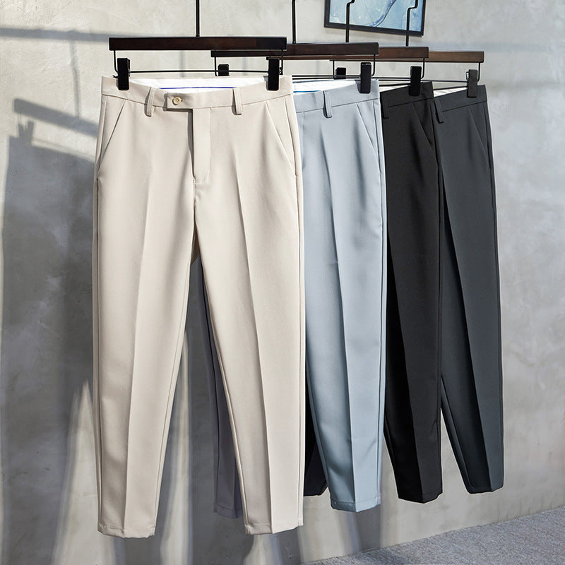 Plus Size Business Straight Slim Ankle-length Pants