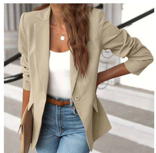 Long Sleeve Solid Color Suit Jacket