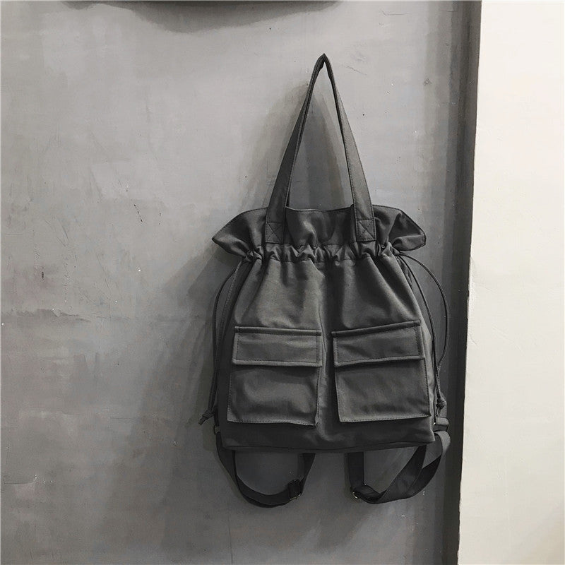 Drawstring Canvas Shoulder Bag