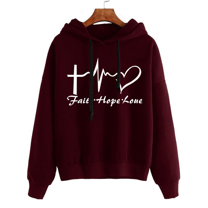 Heart Print Hoodie Sweatshirt