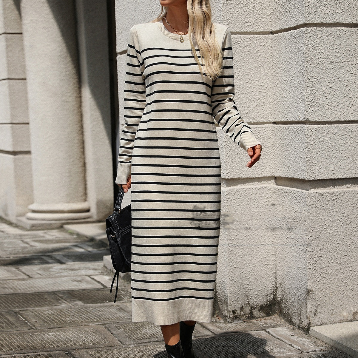 Knitwear Striped Fashion Dress