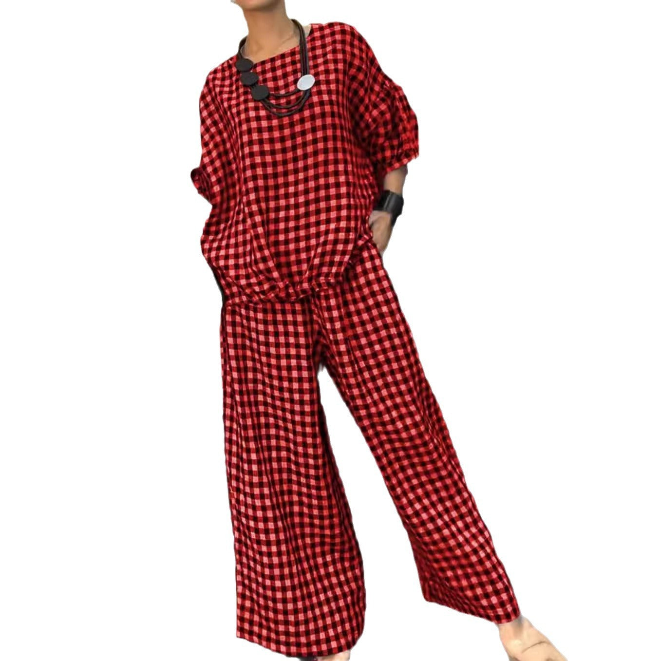 Elastic Drawstring Wide-leg Pants Suit