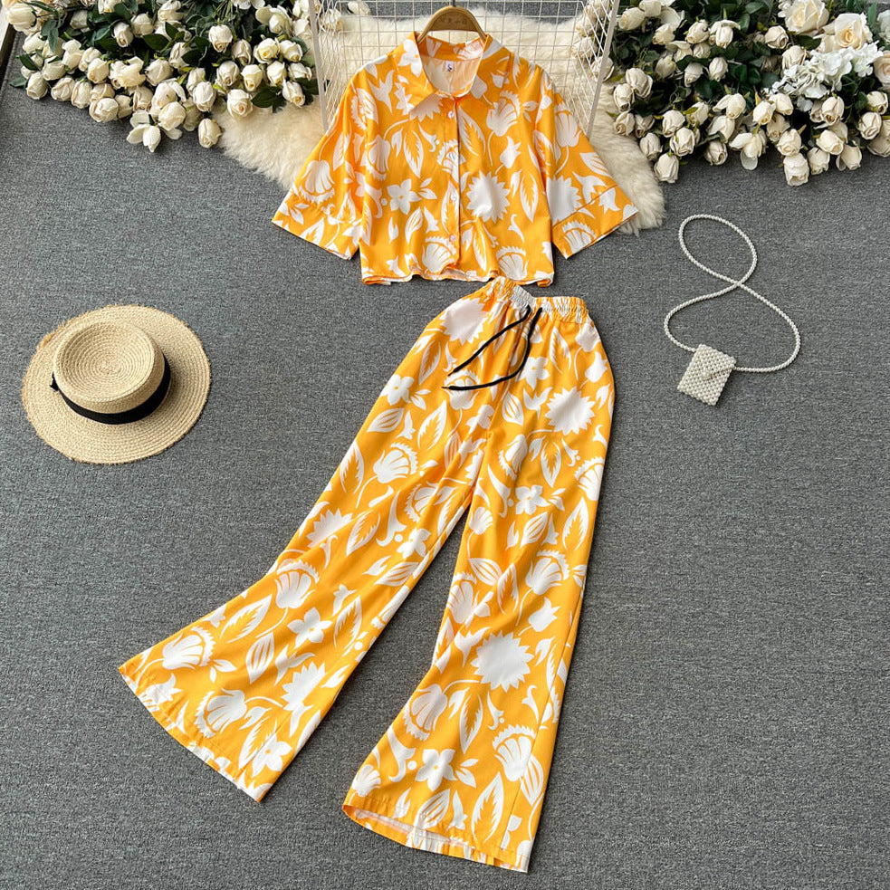 Wide Leg Long Pants Two-piece Set