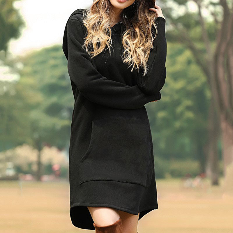 Hooded Pocket Sweatshirt Dress