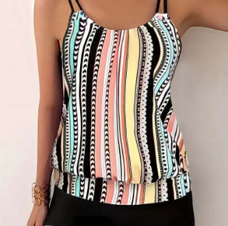 Fashion Printed Split Swimsuit