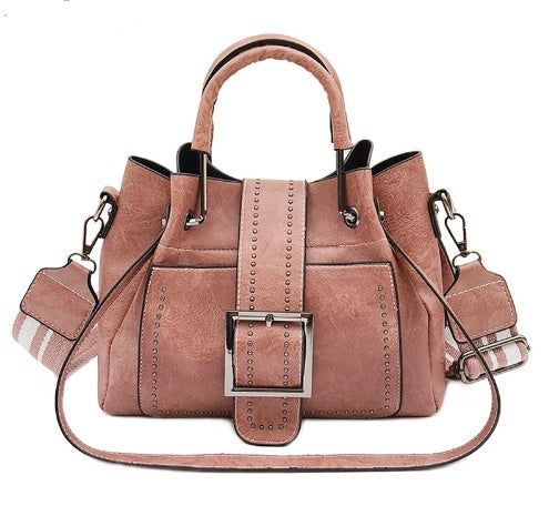 Double Leather Bucket Handbag