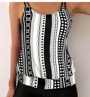 Fashion Printed Split Swimsuit